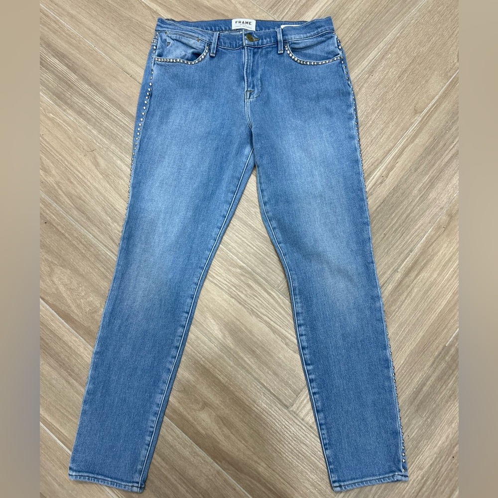 FRAME Le High Skinny Jeans with Silver Studs